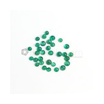 4.80 to 6 mm - Medium Green Round Emerald Cabochon - 32 pieces - 20.82 carats (EmCab1089)