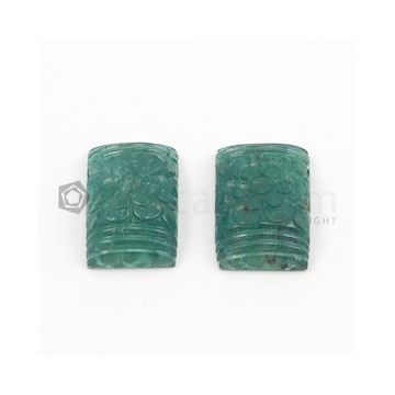 23 x 15 mm - Dark Green Emerald Carving - 2 pieces - 44.65 carats (EmCar1002)