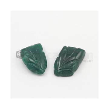 22 x 17 mm, 19 x 13 mm - Dark Green Emerald Carving - 2 pieces - 23.08 carats (EmCar1009)