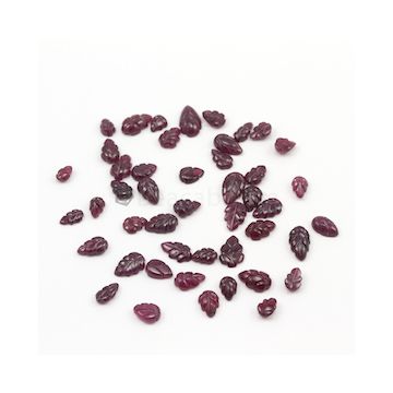 6 x 4 mm to 10 x 6 mm - Dark Red Ruby Carvings - 44 pieces - 39.35 carats (RCar1005)