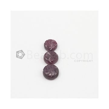 6 to 7 mm - Dark Red Ruby Carvings - 3 pieces - 3.79 carats (RCar1006)