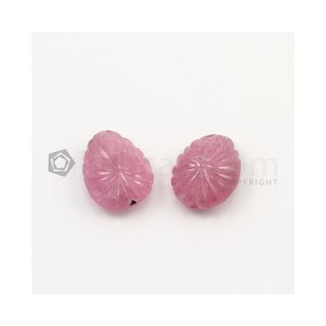 19.50 x 15.50 mm - Medium Pink Unheated Pink Sapphire Carving - 2 pieces - 47.18 carats (PnSCar1002)