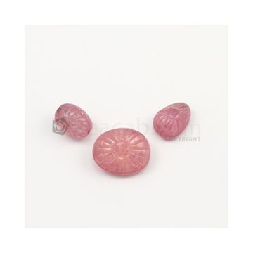 20 x 16 mm to 14 x 10 mm - Light Pink Unheated Pink Sapphire Carving - 3 pieces - 56.82 carats (PnSCar1008)