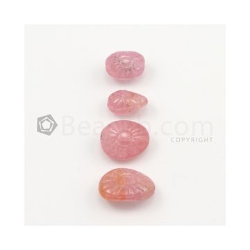 16.50 x 12 mm to 12 x 8 mm - Link Pink Unheated Pink Sapphire Carving - 4 pieces - 42.85 carats (PnSCar1009)