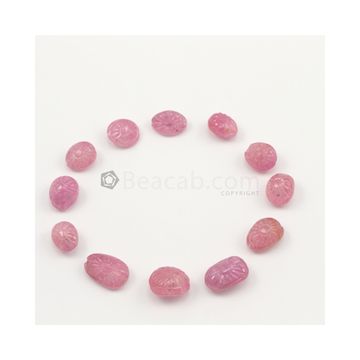 15 x 10 mm to 11 x 8.50 mm - Medium Pink Unheated Pink Sapphire Carving - 12 pieces - 91.93 carats (PnSCar1010)