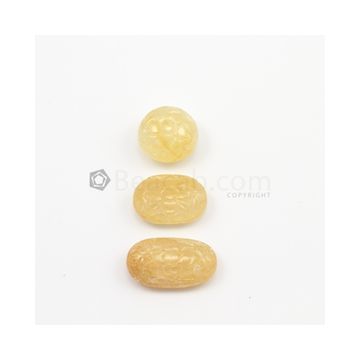28 x 16 mm to 28 x 18 mm - Medium Yellow Unheated Yellow Sapphire Carving - 3 pieces - 117.50 carats (YSCar1001)