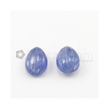 15 x 11.50 mm - Medium Blue Unheated Sapphire Carving - 2 pieces - 24.57 carats (SCar1002)