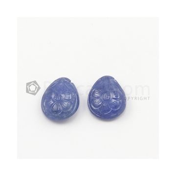 14.50 x 12 mm - Dark Blue Unheated Sapphire Carving - 2 pieces - 17.40 carats (SCar1003)