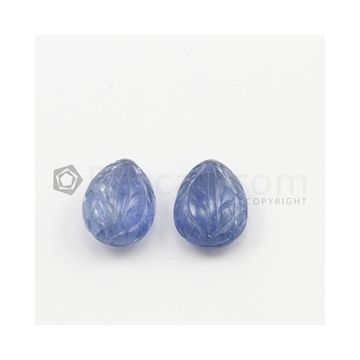 14.50 x 11 mm - Medium Blue Unheated Sapphire Carving - 2 pieces - 19.74 carats (SCar1004)