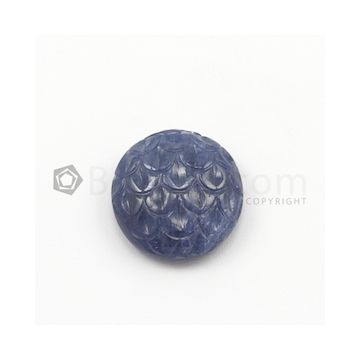 21 x 19.50 mm - Dark Blue Unheated Sapphire Carving - 1 pieces - 31.97 carats (SCar1010)