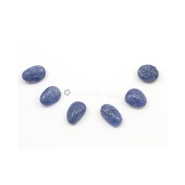 18 x 16.50 mm to 21 x 15 mm - Medium Blue Unheated Sapphire Carving - 6 pieces - 136.34 carats (SCar1012)
