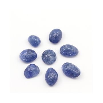 19 x 13.50 mm to 14 x 11 mm - Medium Blue Unheated Sapphire Carving - 8 pieces - 127.66 carats (SCar1015)