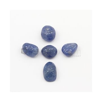 16.50 x 10.50 mm to 12.50 x 11 mm - Medium Blue Unheated Sapphire Carving - 5 pieces - 52.66 carats (SCar1016)