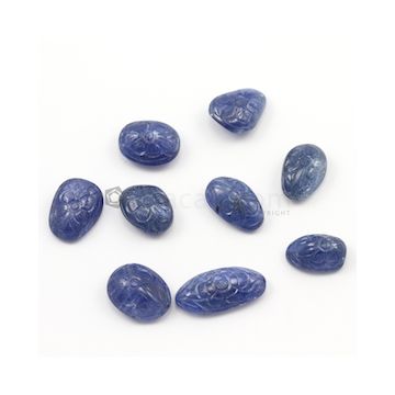 23 x 11 mm to 15 x 10 mm - Medium Blue Unheated Sapphire Carving - 9 pieces - 120.59 carats (SCar1017)