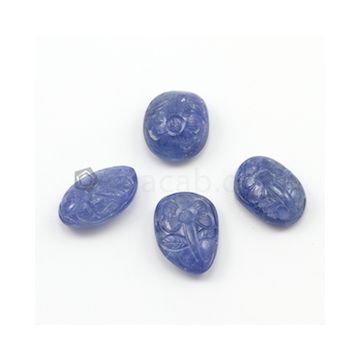 20 x 13 mm to 18 x 13 mm - Medium Blue Unheated Sapphire Carving - 4 pieces - 81.70 carats (SCar1019)