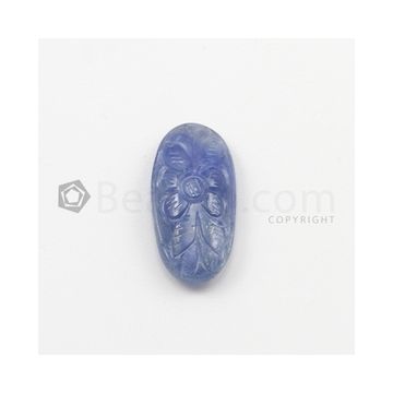 25 x 11.50 mm - Medium Blue Unheated Sapphire Carving - 1 pieces - 18.13 carats (SCar1029)