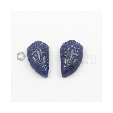 19 x 11 mm - Dark Blue Sapphire Carving - 2 pieces - 20.32 carats (SCar1030)