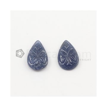 16 x 10.50 mm - Dark Blue Sapphire Carving - 2 pieces - 11.77 carats (SCar1032)