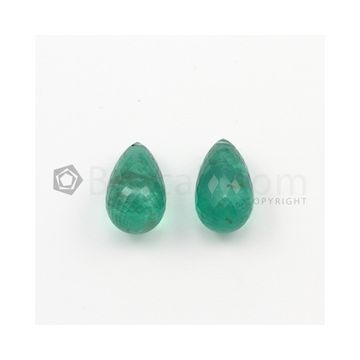 7.50 x 11 mm - Medium Green Emerald Drop - 2 pieces - 25.10 carats (EDr1041)