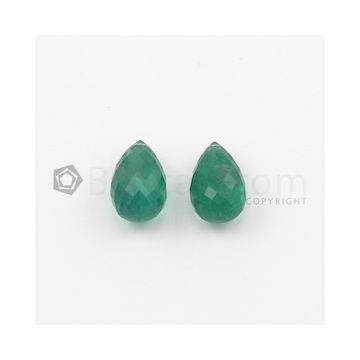 15 x 9 mm - Medium Green Emerald Drop - 2 pieces - 18.42 carats (EDr1042)