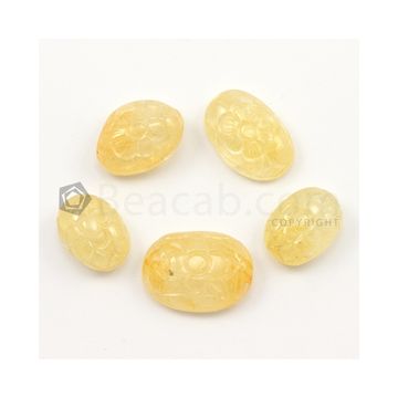 22 x 16 mm to 17 x 12 mm - Medium Yellow Unheated Yellow Sapphire Carving - 5 pieces - 116.00 carats (YSCar1003)