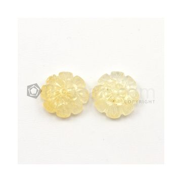 16.50 mm - Medium Yellow Unheated Yellow Sapphire Carving - 2 pieces - 29.70 carats (YSCar1004)