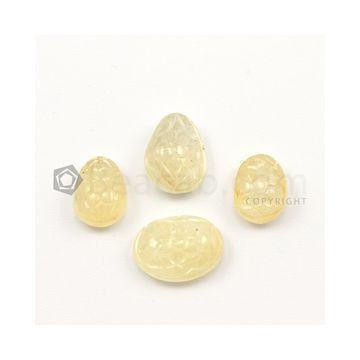 19 x 14 mm to 15 x 11 mm - Medium Yellow Unheated Yellow Sapphire Carving - 4 pieces - 61.30 carats (YSCar1008)