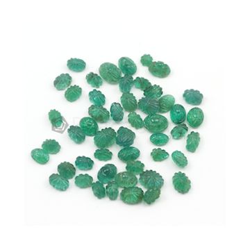 6 x 4 mm to 8 x 6 mm - Medium Green Emerald Carving - 50 pieces - 32.75 carats (EmCar1016)