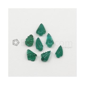 8 x 4.50 mm to 9 x 5 mm - Medium Green Emerald Carving - 7 pieces - 5.22 carats (EmCar1019)