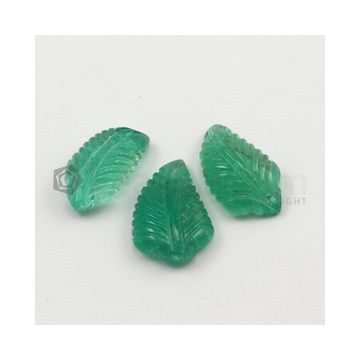19.50 x 10 mm to 21 x 14.50 mm - Medium Green Emerald Carving - 3 pieces - 31.06 carats (EmCar1020)