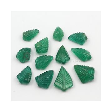 11.50 x 8 mm to 18 x 13 mm - Medium Green Emerald Carving - 12 pieces - 46.66 carats (EmCar1023)