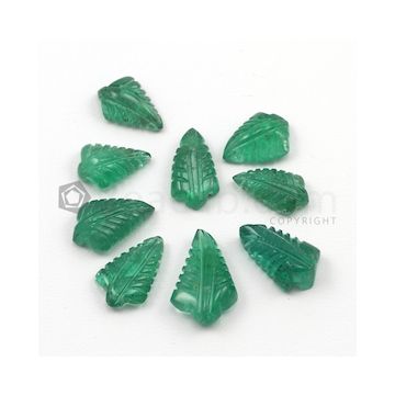 12 x 8.50 mm to 14.50 x 8.50 mm - Medium Green Emerald Carving - 9 pieces - 26.55 carats (EmCar1026)