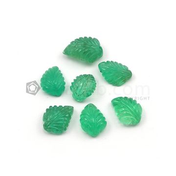 11.50 x 9 mm to 14.50 x 10 mm - Medium Green Emerald Carving - 7 pieces - 26.74 carats (EmCar1027)