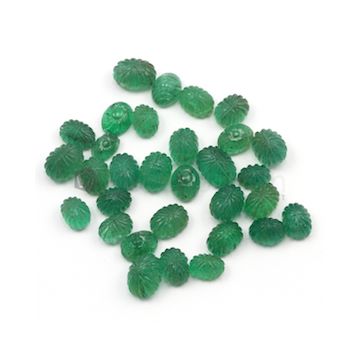 7 x 5 mm to 10 x 7 mm - Medium Green Emerald Carving - 31 pieces - 50.67 carats (EmCar1029)