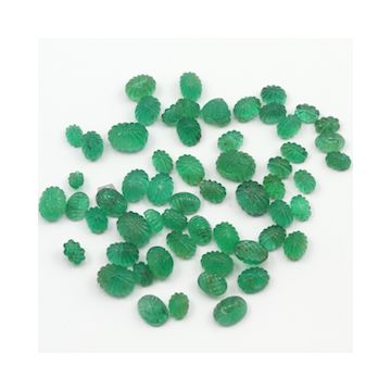 6 x 4 mm to 9 x 7 mm - Medium Green Emerald Carving - 58 pieces - 58.62 carats (EmCar1030)