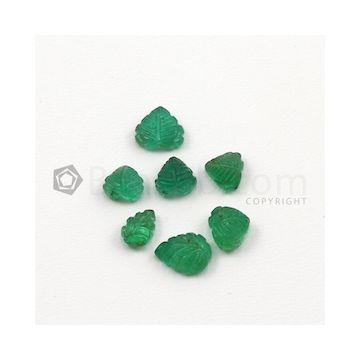 6 x 4 mm to 8 x 6 mm - Medium Green Emerald Carving - 7 pieces - 5.80 carats (EmCar1031)