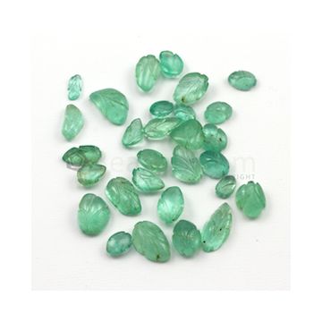 6 x 4 mm to 11 x 7.50 mm - Light Green Emerald Carving - 29 pieces - 37.23 carats (EmCar1036)