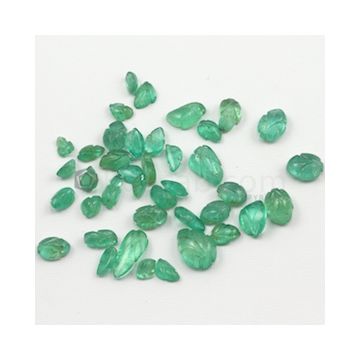 5.50 x 3.50 mm to 10 x 7.50 mm - Light Green Emerald Carving - 40 pieces - 24.68 carats (EmCar1037)