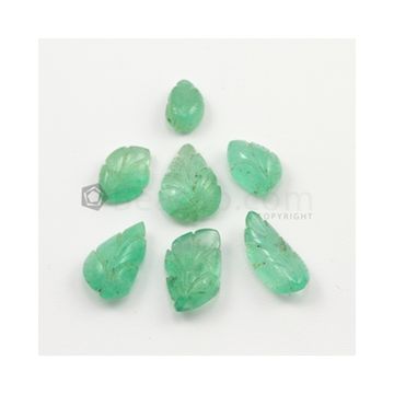 11 x 7.50 mm to 18 x 9 mm - Light Green Emerald Carving - 7 pieces - 38.88 carats (EmCar1038)