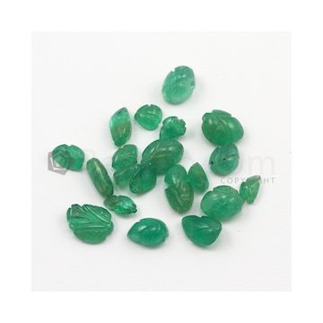 6 x 4 mm to 10 x 7 mm - Medium Green Emerald Carving - 20 pieces - 20.14 carats (EmCar1040)