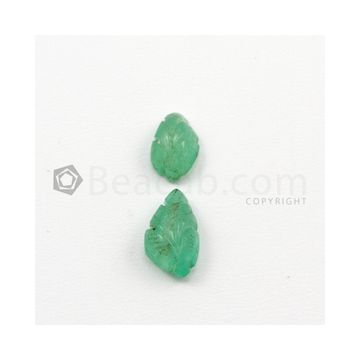 10.50 x 7.50 mm to 13 x 8 mm - Light Green Emerald Carving - 2 pieces - 5.48 carats (EmCar1041)