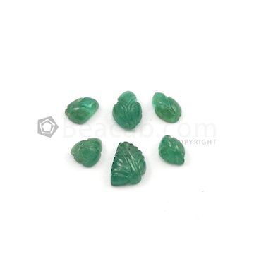 7.50 x 5 mm to 9 x 6 mm - Medium Green Emerald Carving - 6 pieces - 6.19 carats (EmCar1042)