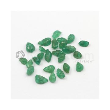 5 x 4 mm to 8 x 4.60 mm - Medium Green Emerald Carving - 25 pieces - 11.89 carats (EmCar1044)