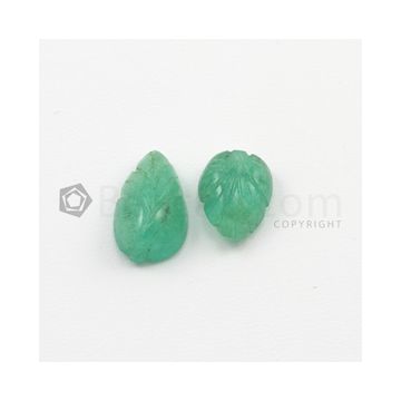 12 x 9.50 mm to 15 x 9.50 mm - Light Green Emerald Carving - 2 pieces - 10.17 carats (EmCar1045)