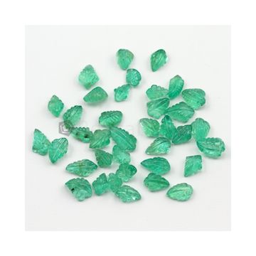 8 x 5 mm to 11.50 x 6.50 mm - Medium Green Emerald Carving - 37 pieces - 38.08 carats (EmCar1049)