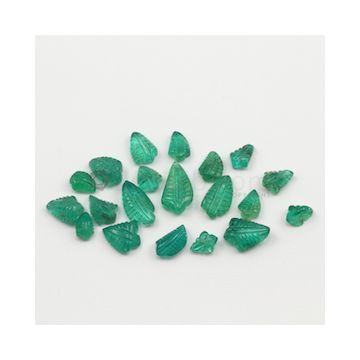 7 x 5 mm to 13.50 x 7.50 mm - Medium Green Emerald Carving - 20 pieces - 25.46 carats (EmCar1051)