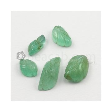 10 x 7.50 mm to 18 x 7.50 mm - Light Green Emerald Carving - 5 pieces - 17.63 carats (EmCar1052)