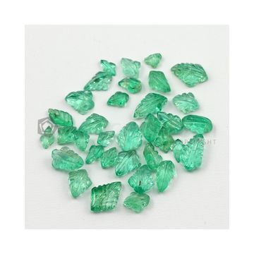 5.50 x 3.50 mm to 10.50 x 8 mm - Medium Green Emerald Carving - 35 pieces - 21.98 carats (EmCar1053)
