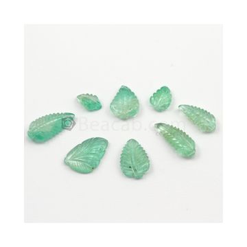 10 x 6 mm to 18.50 x 8.50 mm - Light Green Emerald Carving - 8 pieces - 24.87 carats (EmCar1057)