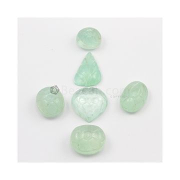 14.50 x 13 mm to 20 x 21 mm - Light Green Emerald Carving - 6 pieces - 103.32 carats (EmCar1058)